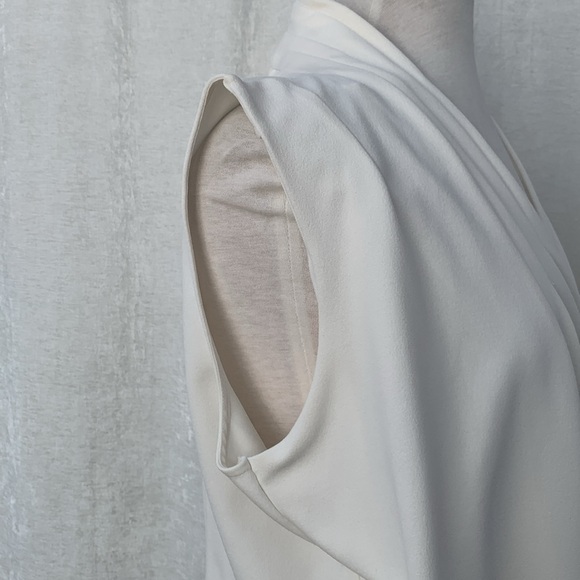 Lauren Ralph Lauren Cream Faux Wrap Draped Sleeveless Top Blouse - Picture 5 of 8